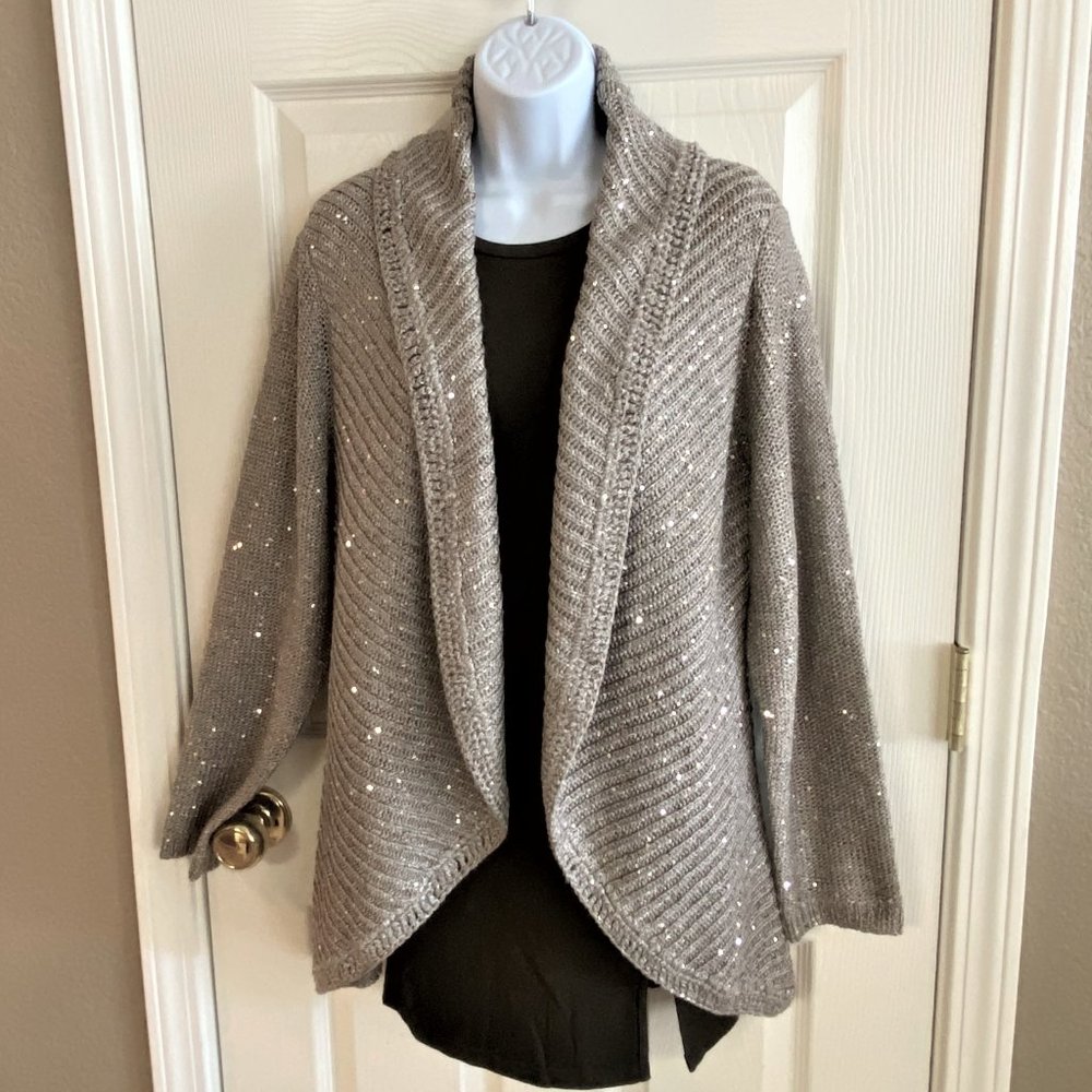 Gold Taupe Glittery Cardigan Chico's